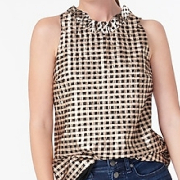 𝅺j Crew Sleeveless Ruched High Neck Blouse - Picture 1 of 10